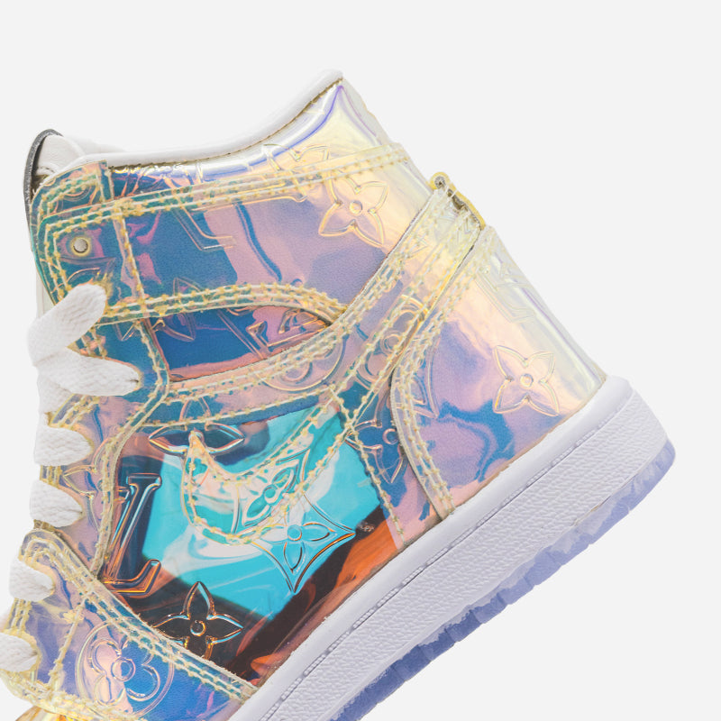 Custom Prism AJ1 low, crafted from the LV Prism keepall bag. #custom #